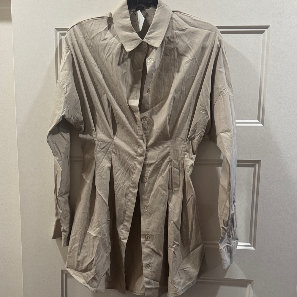 Beige Button Down Dress